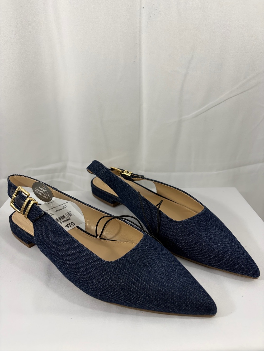 NWT Liz Claiborne Women’s Size 9 Blue Denim Pointed Slingback Flats